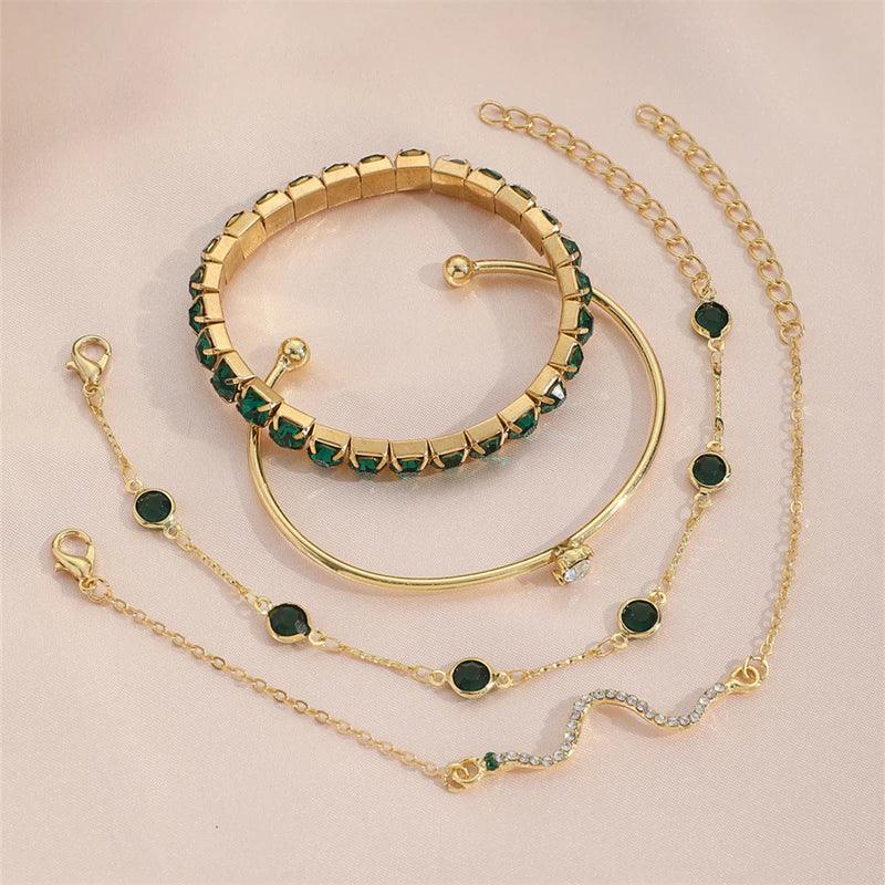 Conjunto de 4 peças Pulseiras Verde