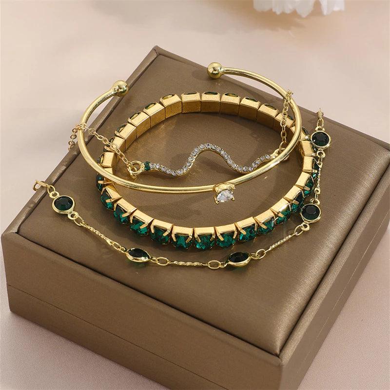 Conjunto de 4 peças Pulseiras Verde