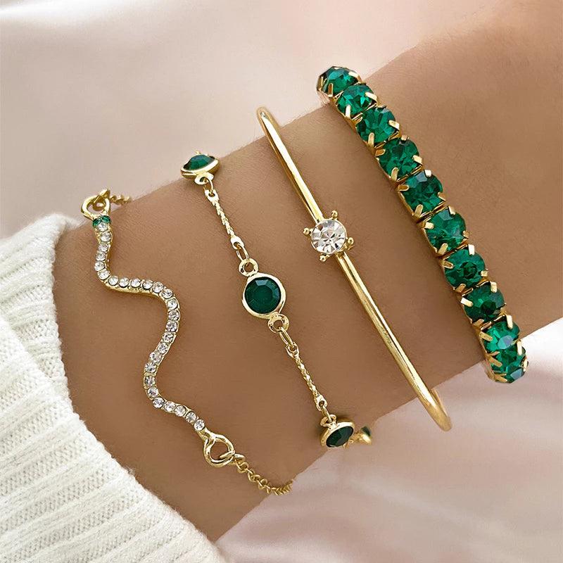 Conjunto de 4 peças Pulseiras Verde