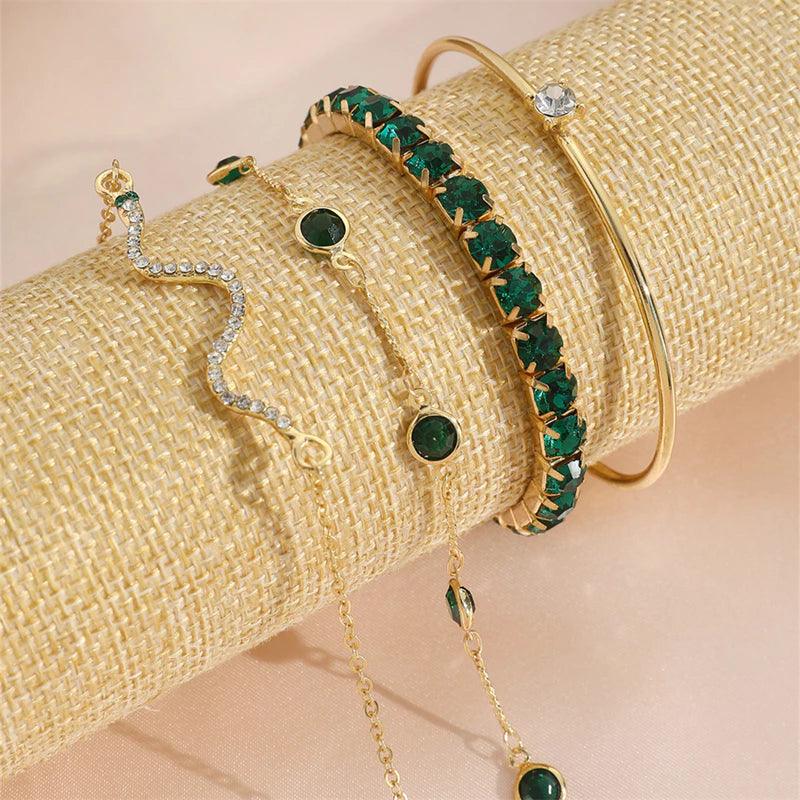 Conjunto de 4 peças Pulseiras Verde