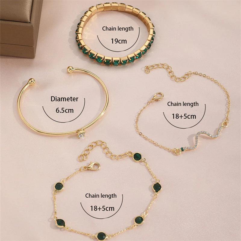 Conjunto de 4 peças Pulseiras Verde